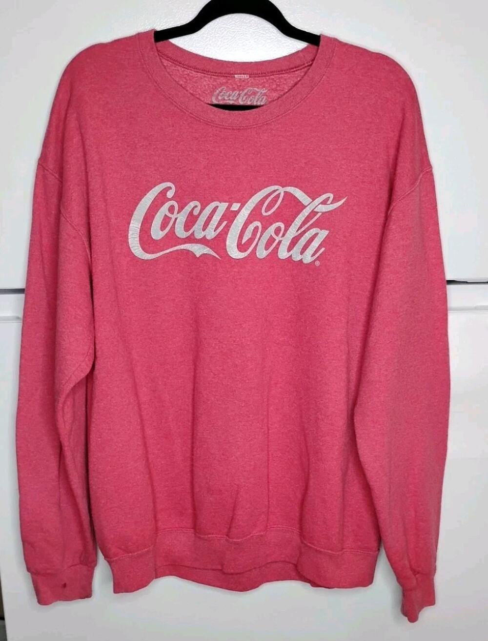 Coca-Cola Long Sleeve Crewneck Graphic Sweatshirt Heathered Red Adult Large LS